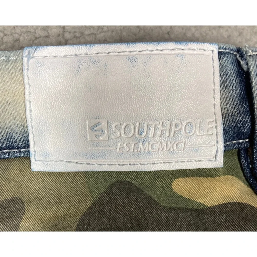 Southpole Jeans Men's 32x32 Blue Moto Camo Faded Skater Rocker Grunge Streetwear
